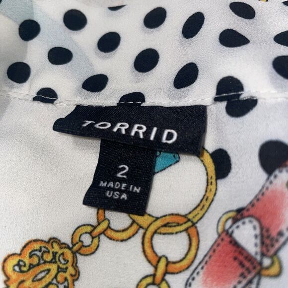 Torrid Womens Polka Dot Button Top Size 2X White Office Career Professional Work - Picture 3 of 11